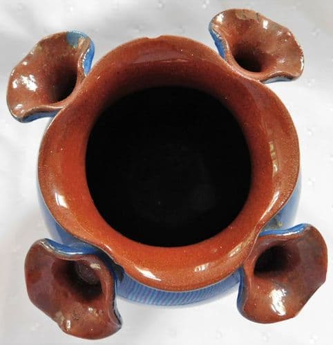 Vintage Kingfisher udder vase Longpark Pottery Torquay ware 6.5